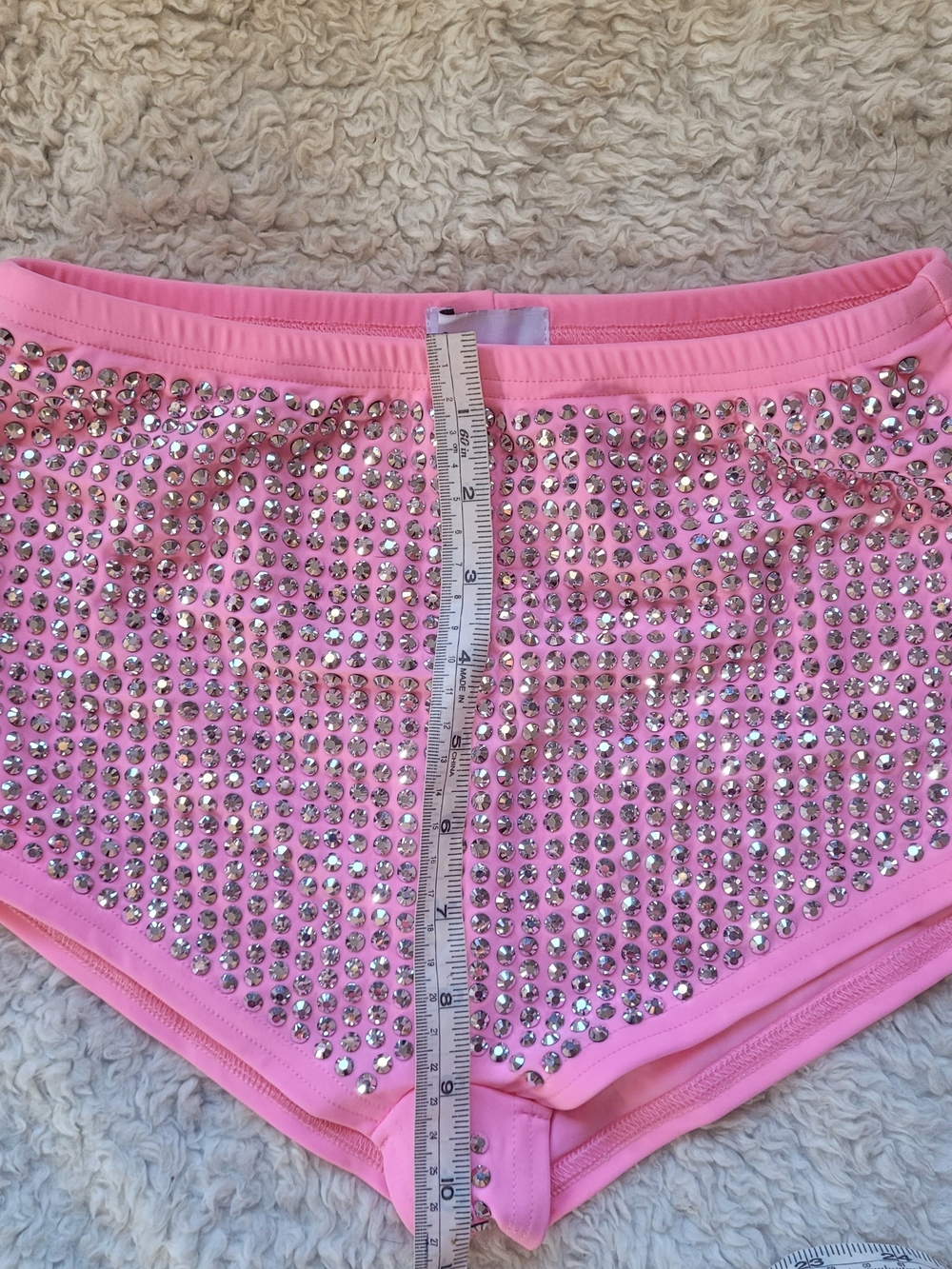Hot & Delicious Showstopper Rhinestones High Waisted Shorts Pink Small - Picture 5 of 7